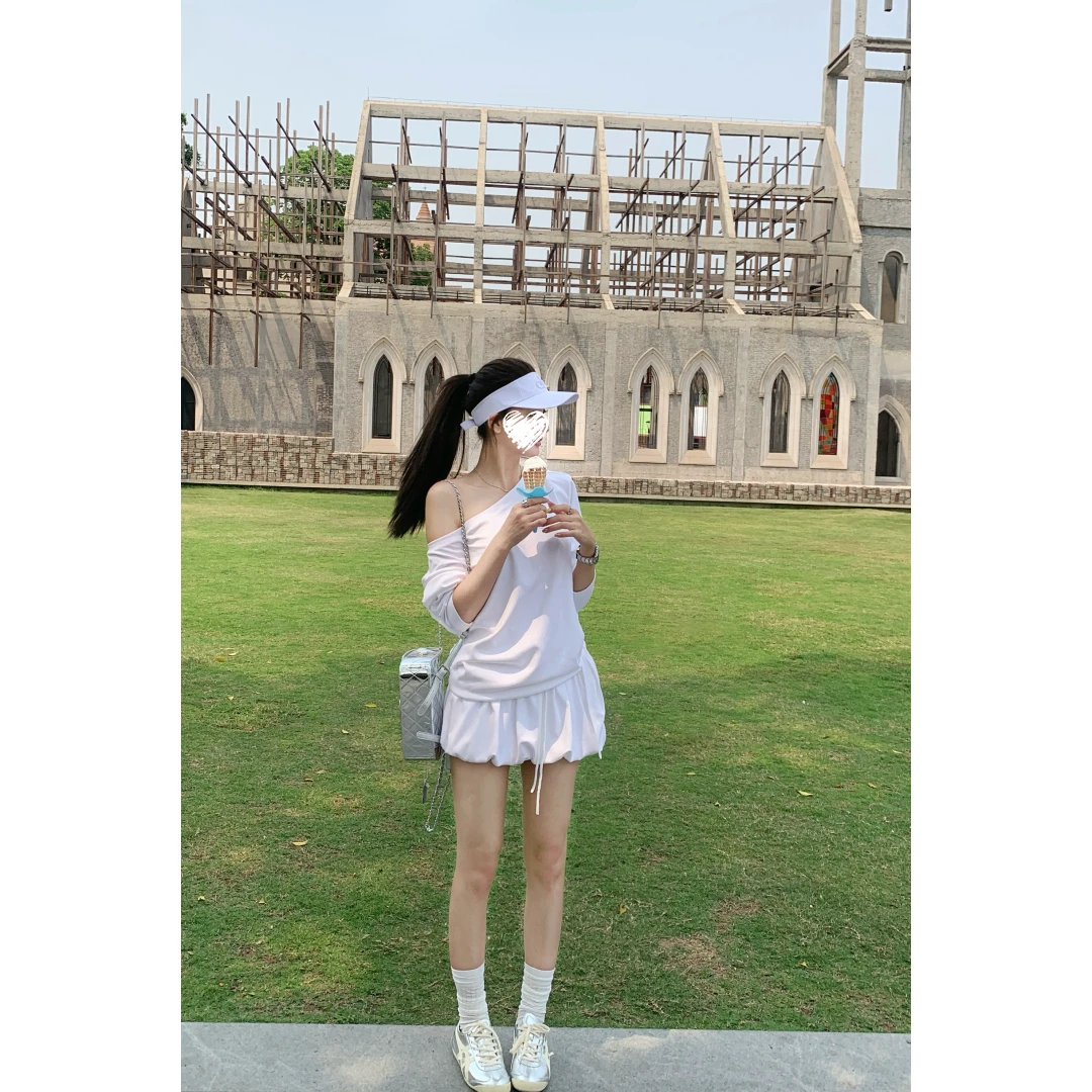 休闲长袖T恤短裙套装    80532