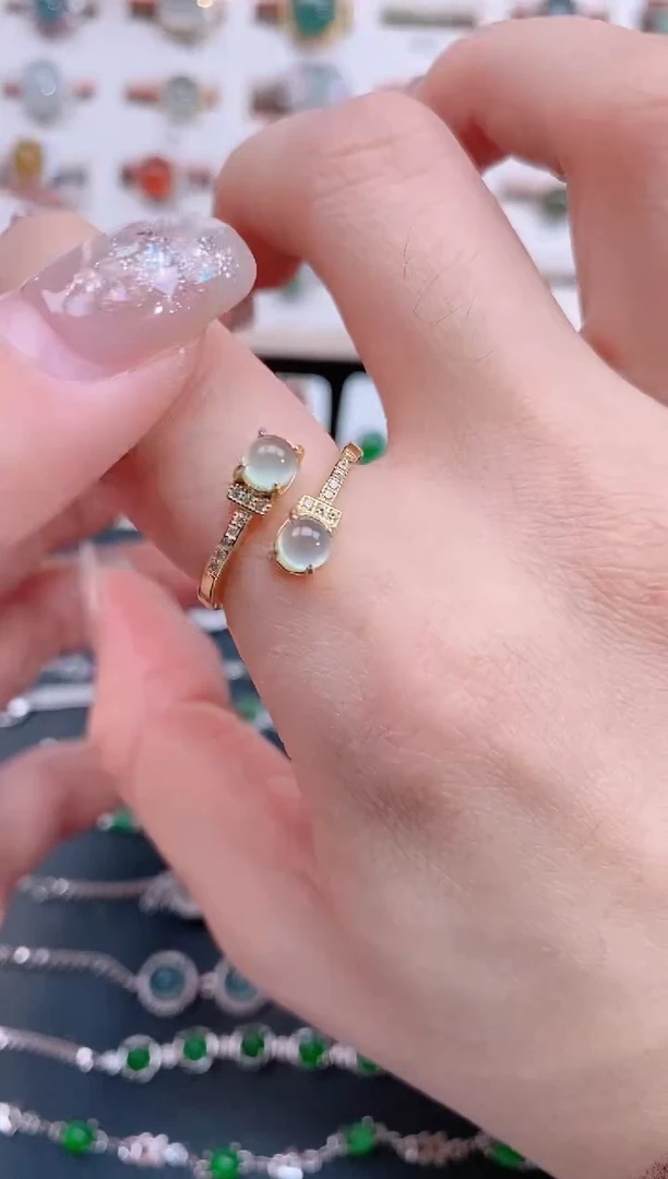 银S925镶嵌戒指翡翠天然翡翠