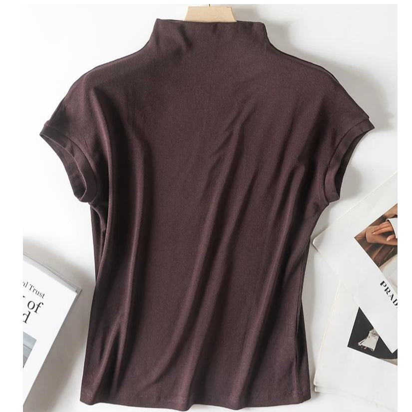 纯色半高领T恤大码打底衫薄款内搭修身套头针织