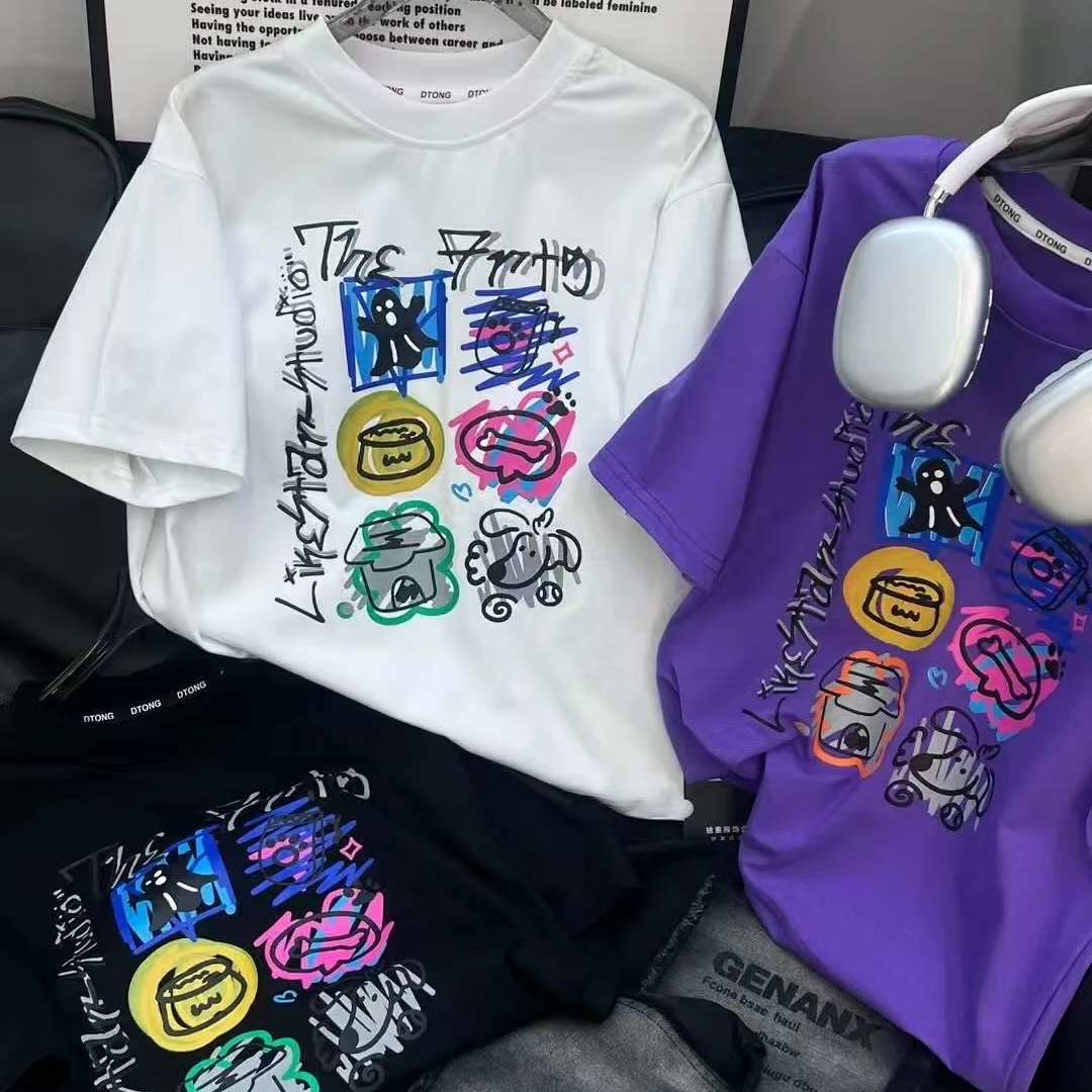 圆领短袖男夏季吸汗吸湿排汗T恤宽松上衣印花810217