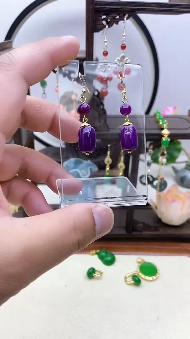 苏纪石（舒俱来）14K金镶嵌耳钉30号