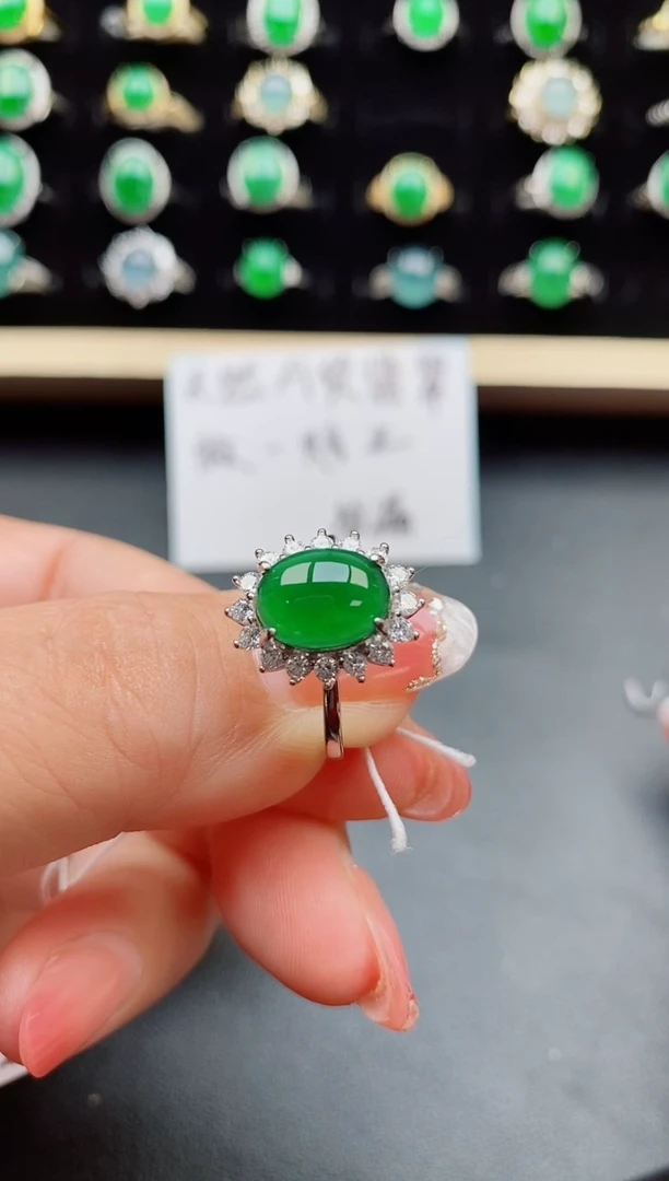 【闪购商品】翡翠戒指银S925镶嵌50800