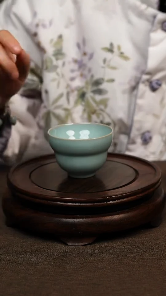 瓷片天青色葫芦杯100ml微瑕不带礼盒