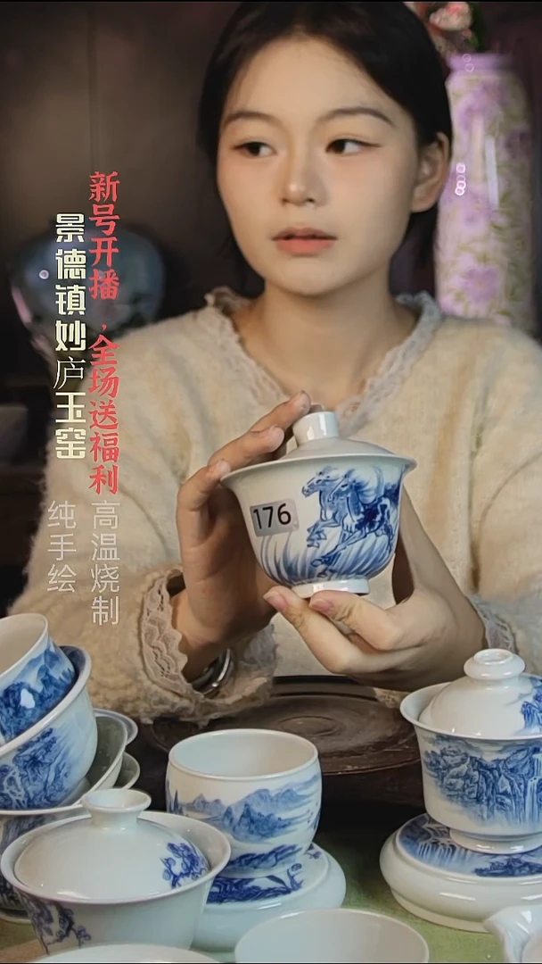 盘陶妙庐玉窑盖碗176微瑕