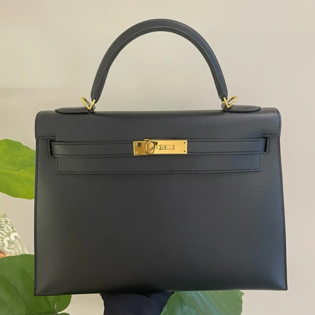 99新 Hermes/爱马仕 【欢欢】kelly32 黑色 box皮 A刻 金扣包