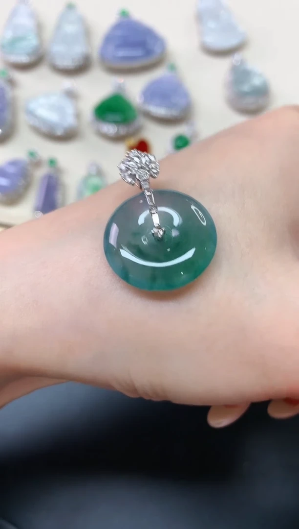 翡翠18K金镶嵌吊坠(不含链)W13|13800