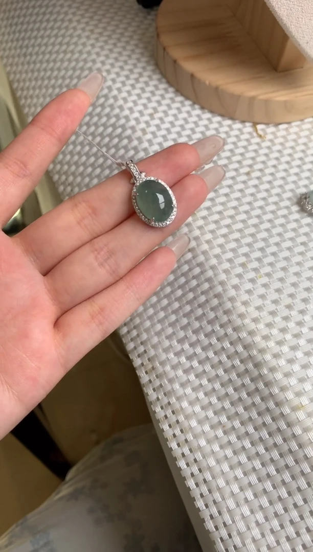 银S925镶嵌戒指翡翠吊坠6