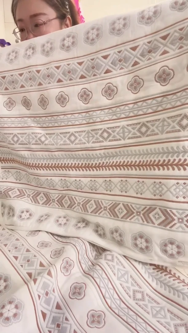 六层纱软凉席卡色小花80*1.3