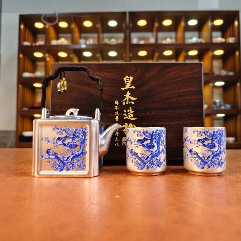 喜鹊登枝鎏银提梁茶壶套组  1483