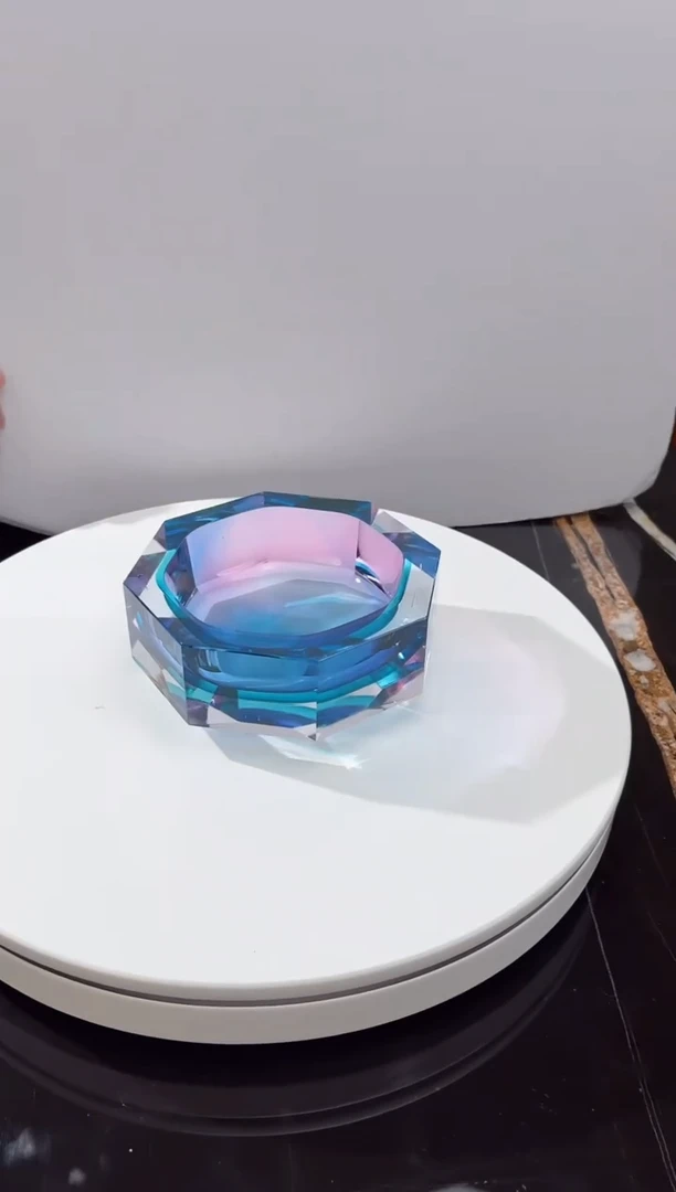 摆件璨石美学紫罗兰金红戒指圆形刻面烟灰缸