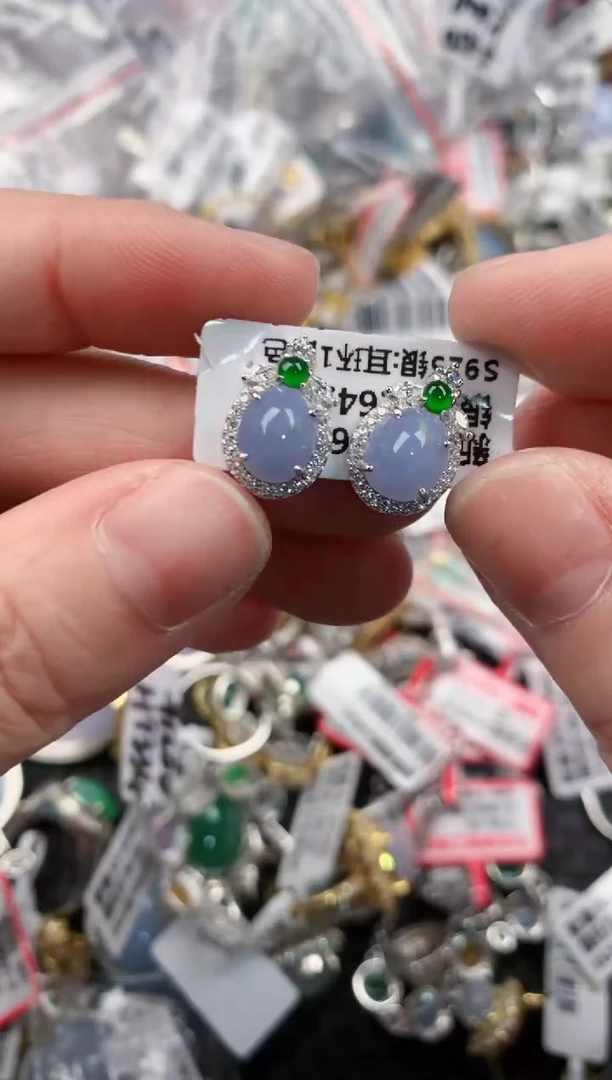 银S925镶嵌戒指翡翠222        10