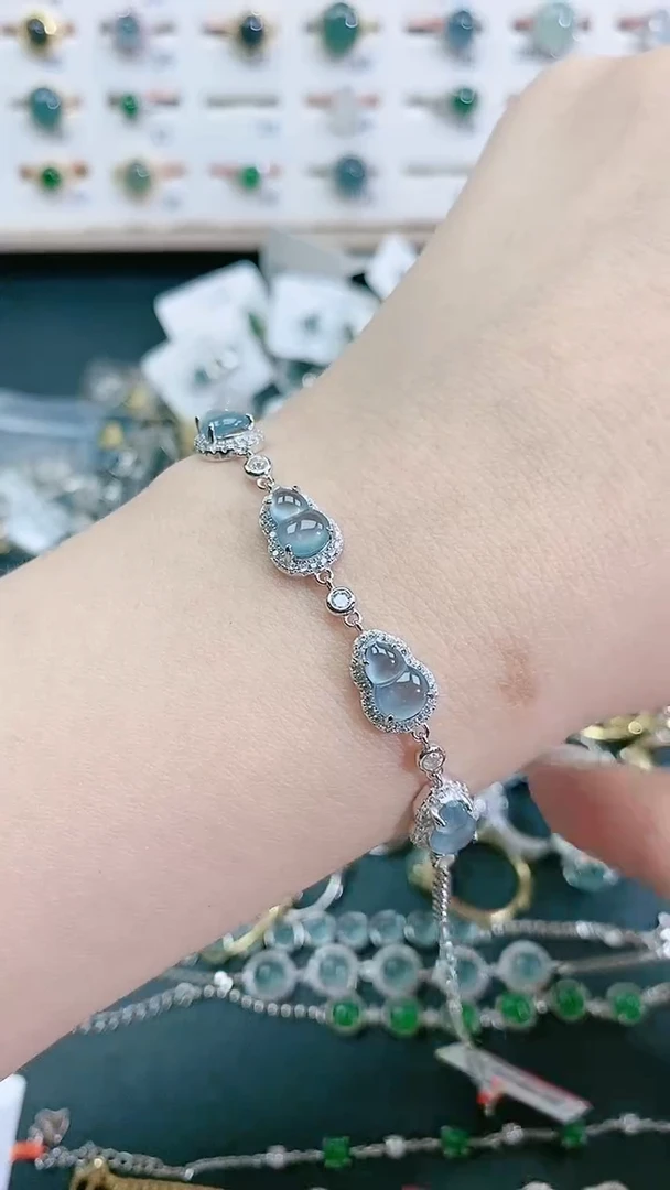 银S925镶嵌手链翡翠天然翡翠