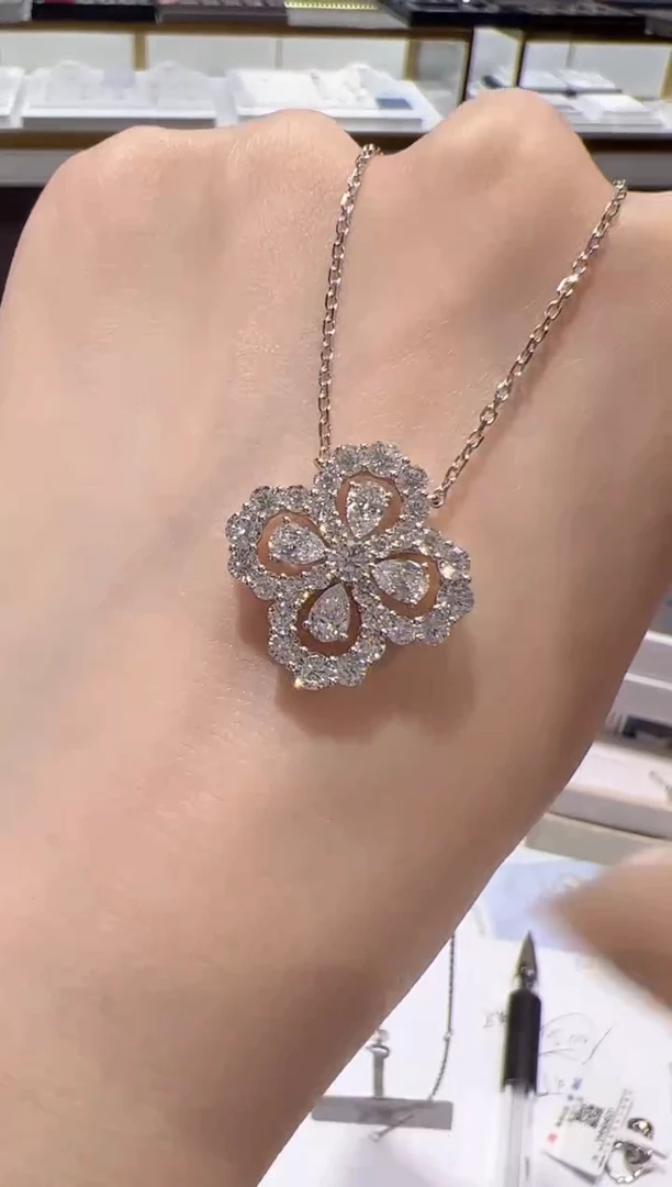 实验室培育钻石18K金镶嵌颈饰loop大号项链