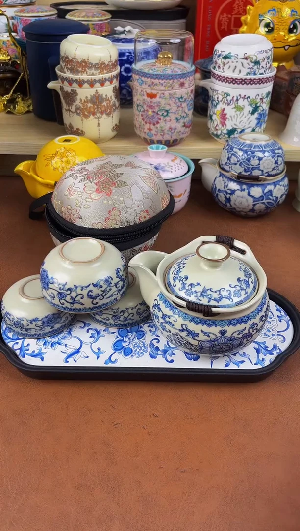 陶瓷茶具摆件旅行套组