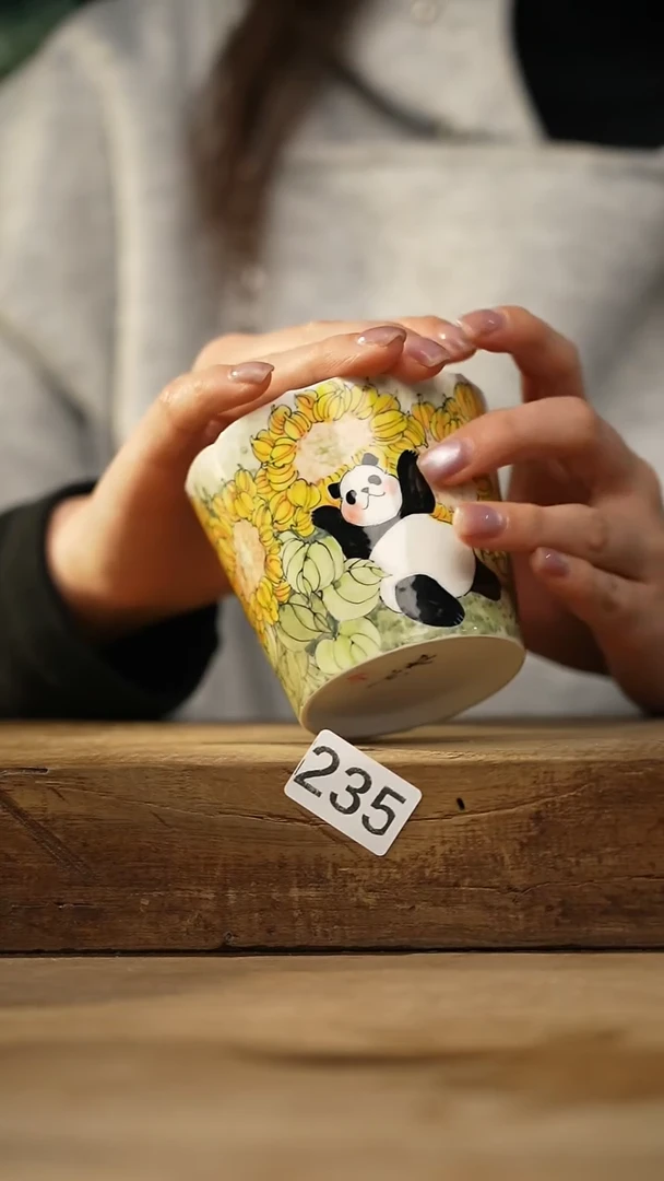 【闪购商品】瓷片新品！设计师手工手绘柴窑/咖啡杯  紫霞