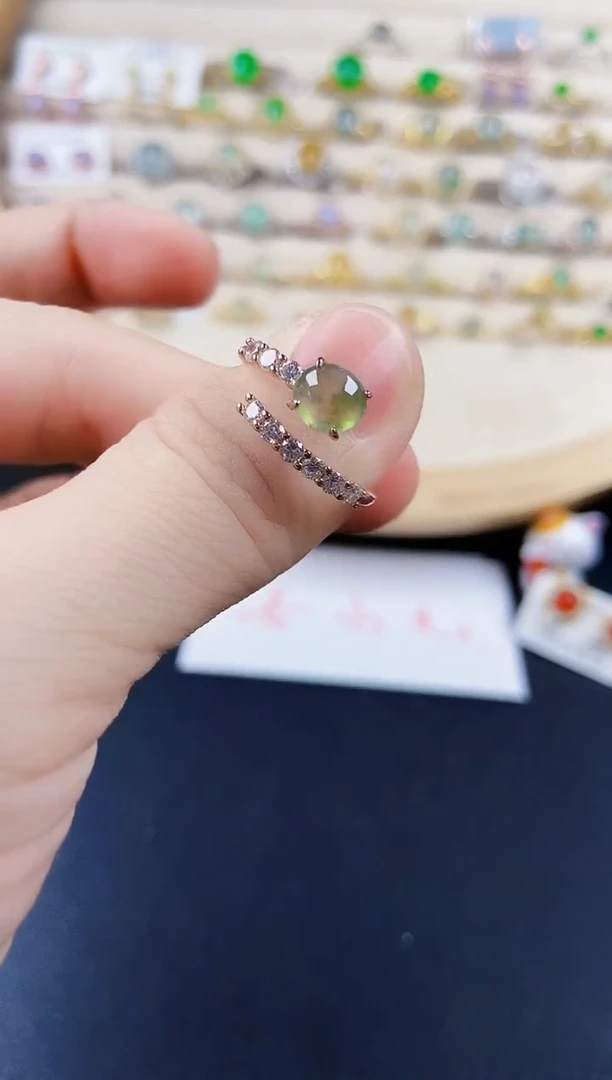 翡翠戒指银S925镶嵌123849