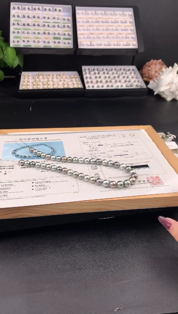 银S925镶嵌颈饰海水珍珠大溪地海水珍珠项链9-11mm银S925