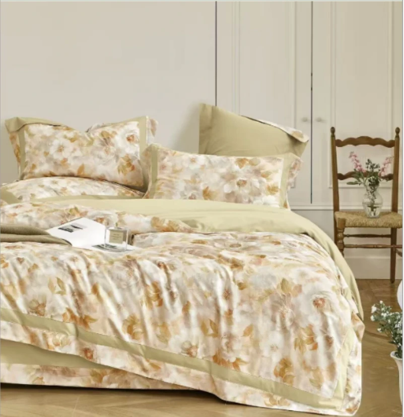 B6257 100s纯棉磨毛床单蓝调清晨-桔 245*250 柔软亲肤保暖