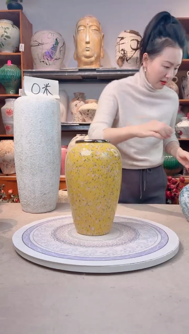 瓶陶瓷花瓶  微瑕 无花  油菜花 中号