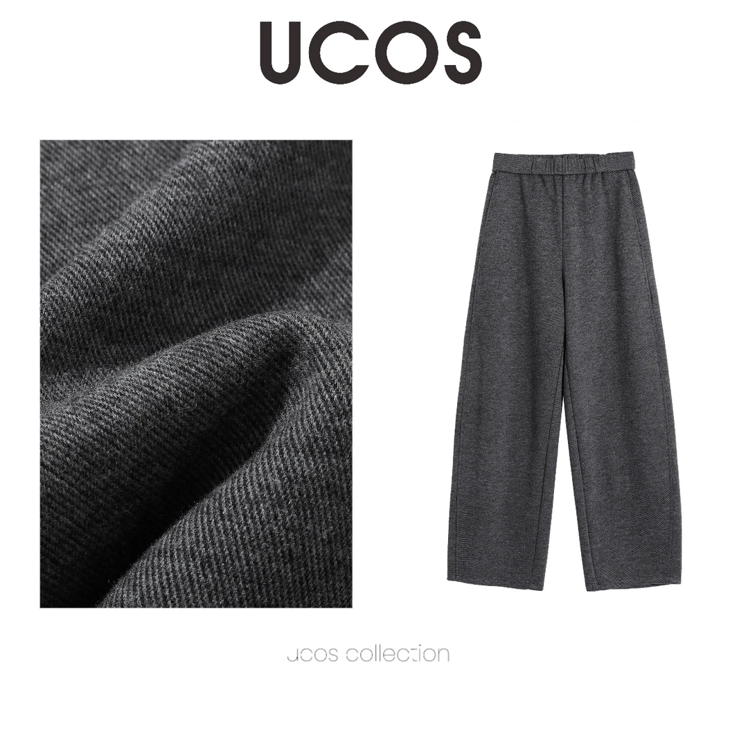 羊毛醋酸混纺弯刀全松紧腰百搭显瘦显年轻宽松垂感休闲裤YGAW265