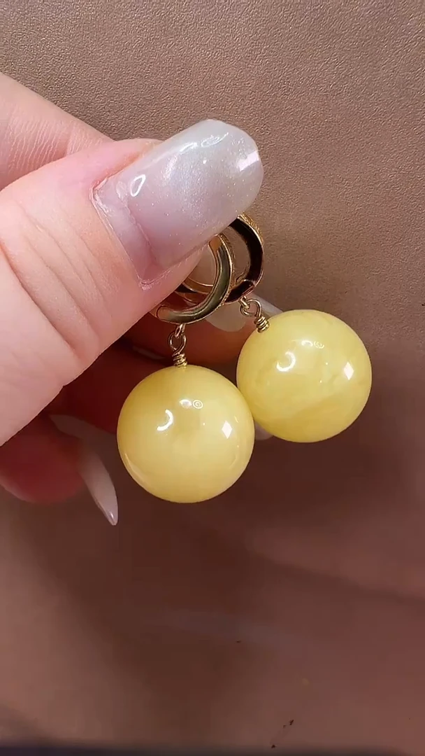 琥珀颈饰未镶嵌耳环
