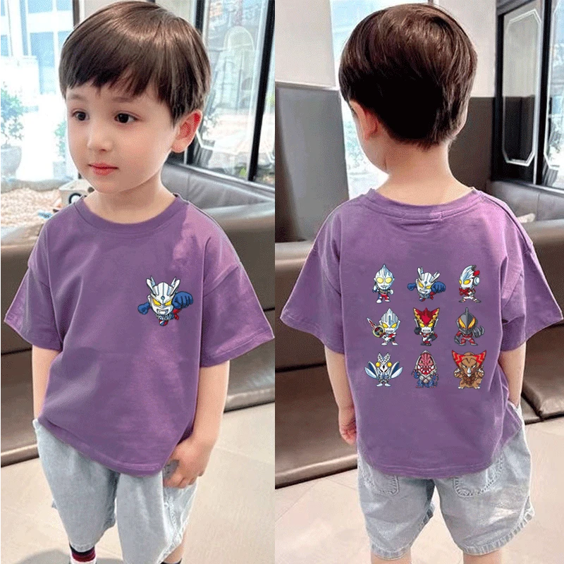 新款儿童卡通T恤短袖纯棉宽松休闲百搭奥特曼中大小男女儿童宝宝t