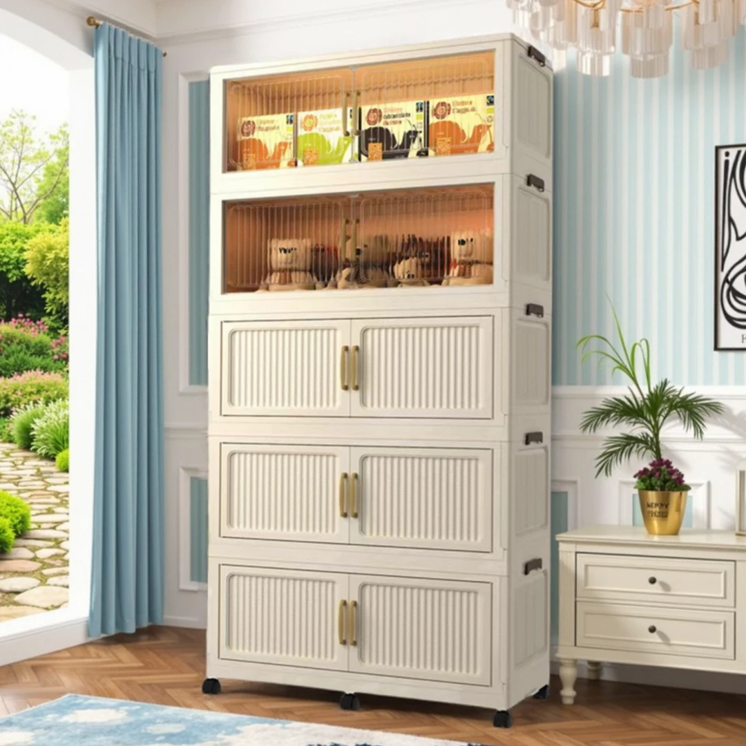 【拍4层发五层】90面宽加高折叠储物柜整理柜零食柜落地家用储物柜