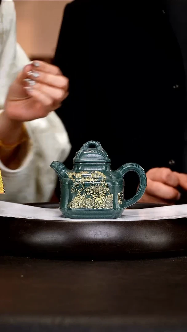 茶壶紫砂SZY85 竹鼎  景舟绿泥 280cc
