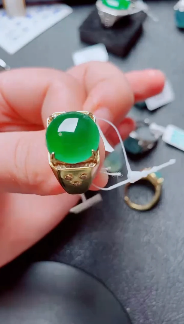 银S925镶嵌戒指翡翠1