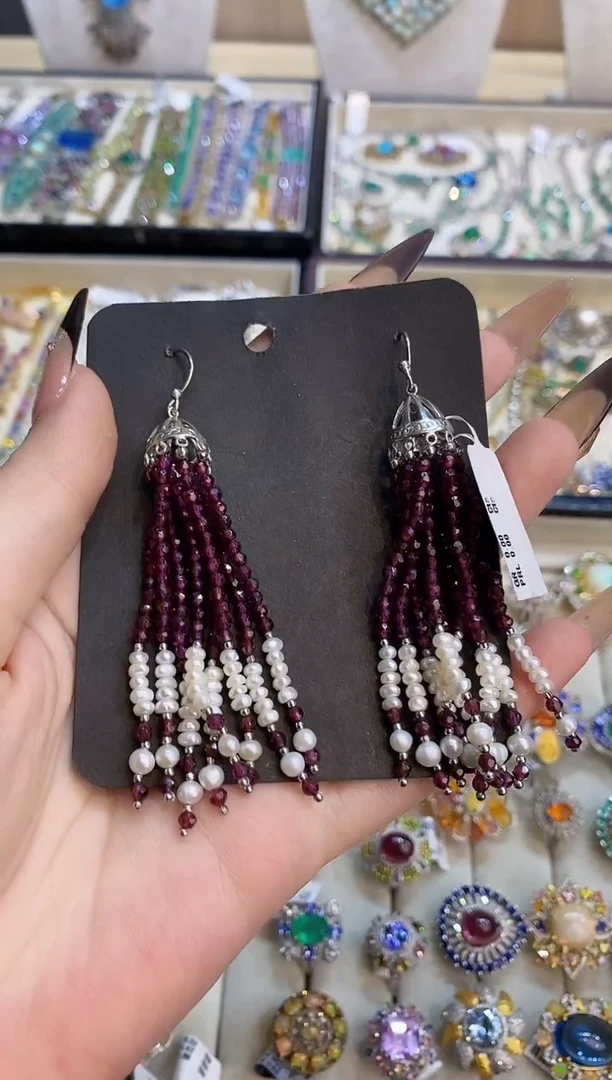 银S925镶嵌耳饰定制石榴石楚楚珠宝中古甄选不退换