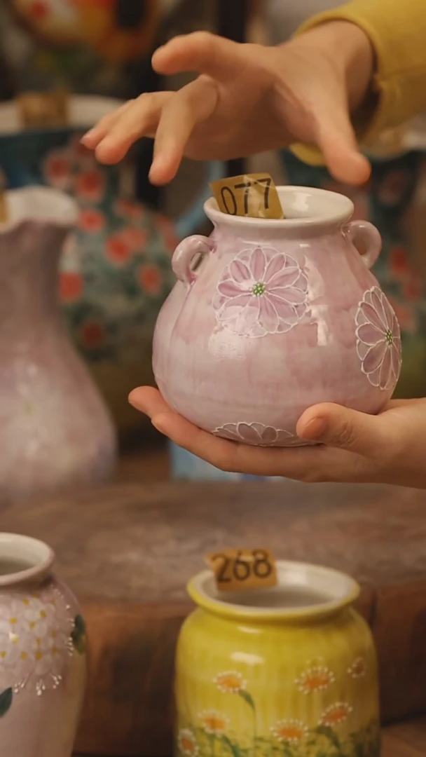 陶瓷景德镇设计师手作花器摆件侘寂风@M077@