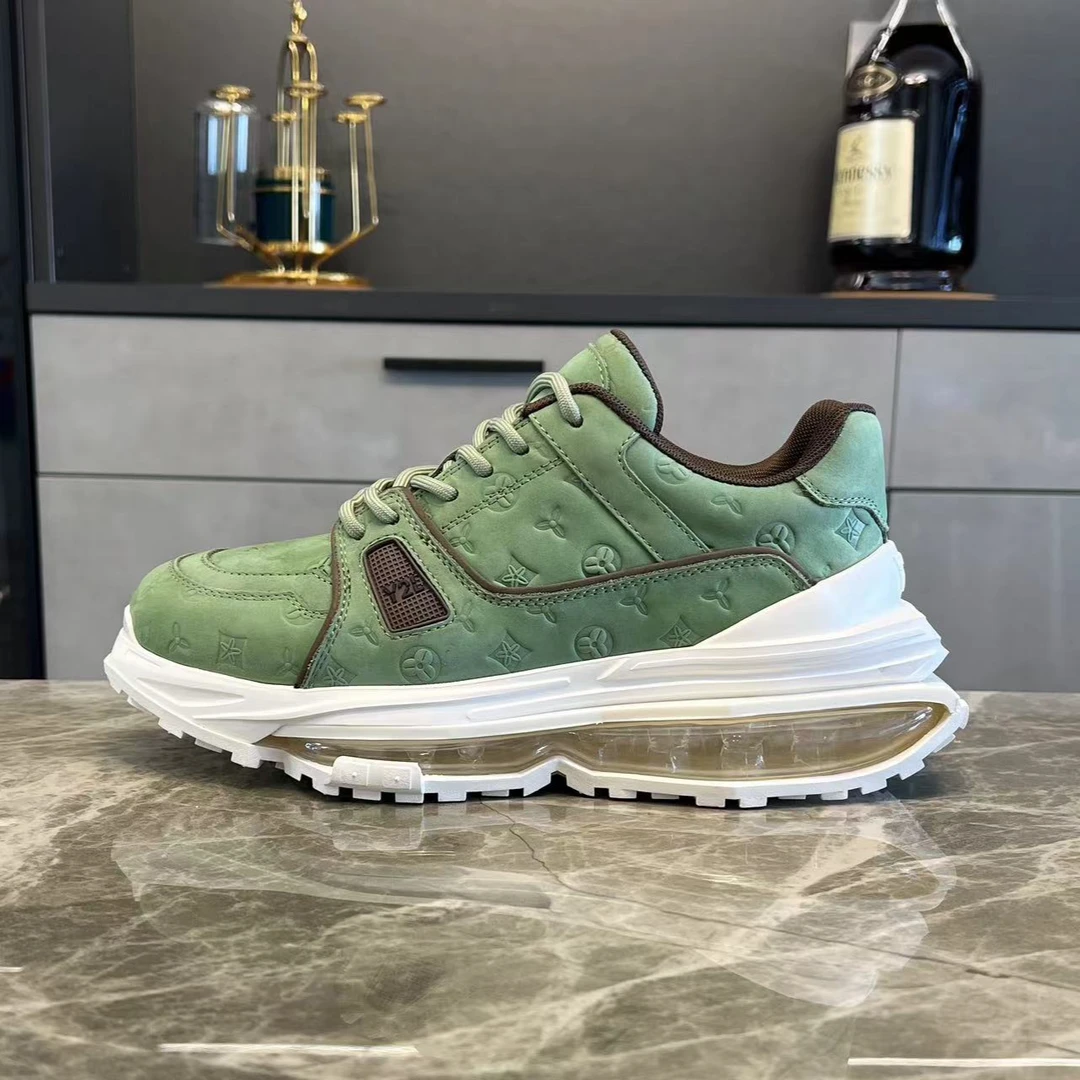 Y2L冬季新品轻奢潮牌印花时尚百搭休闲高级男款潮流气垫真皮鞋