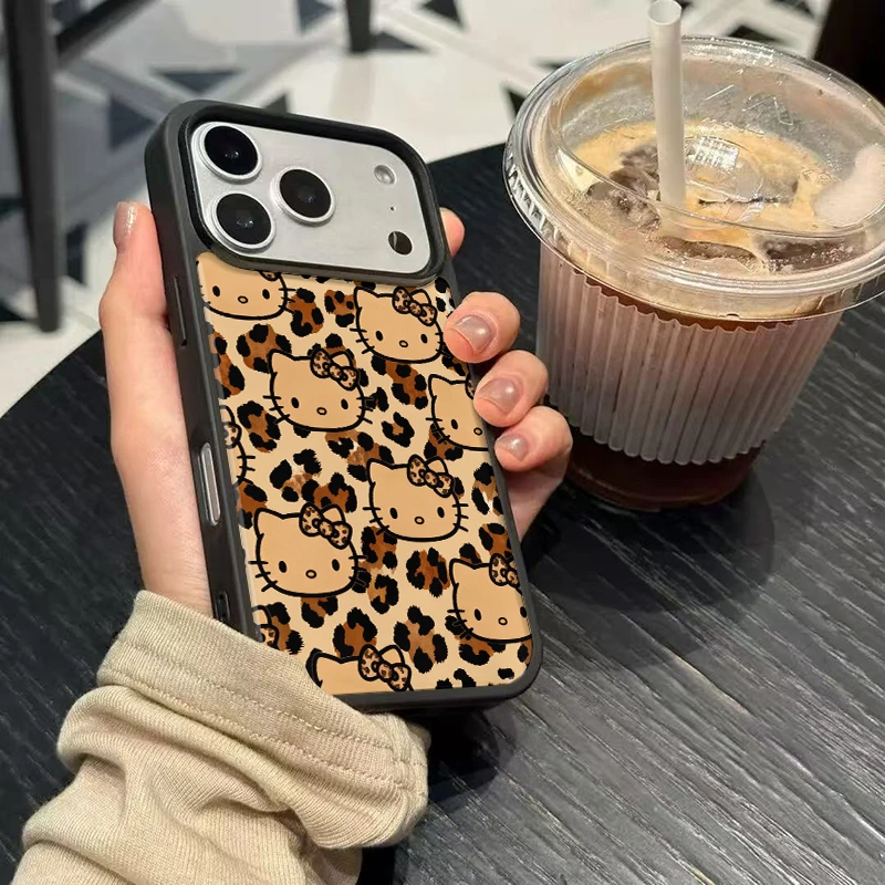 可爱滴胶插画豹纹kt猫小众适用苹果17promax女iphone15手机壳