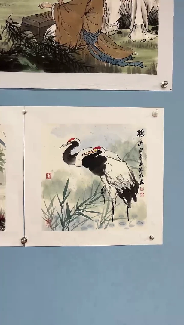 国画z*l安汝杠双鹤图