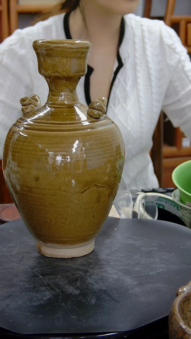 瓶褐釉双系瓶#722#瓷器