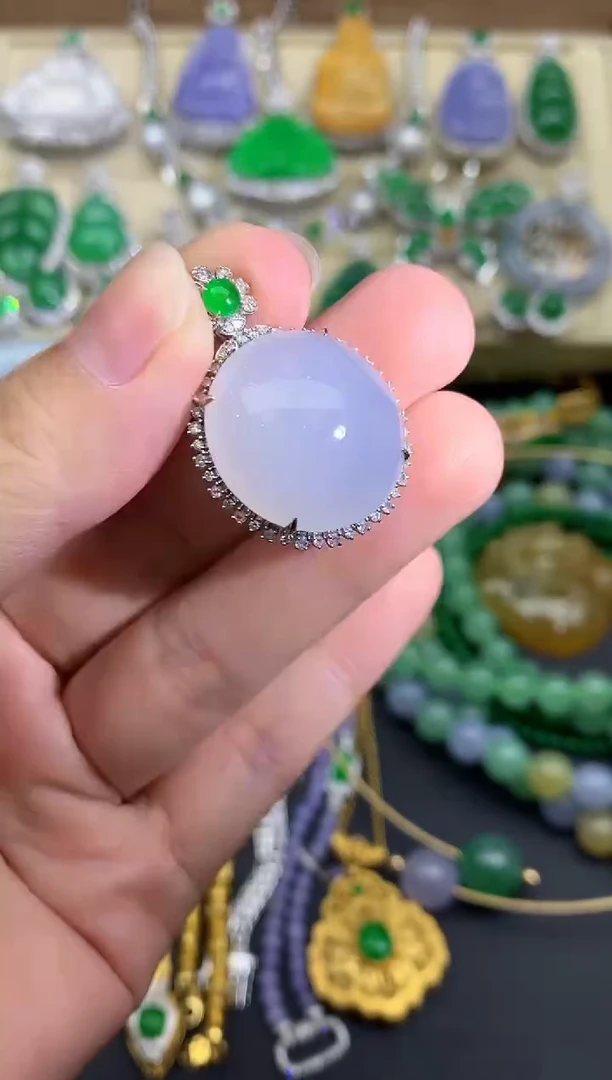 翡翠18K金镶嵌颈饰477-春日珠宝