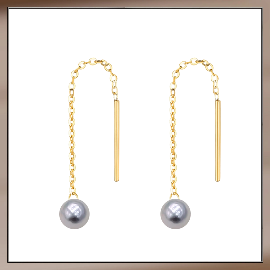 【悦陌珍珠】18K金/海水珍珠真多麻仙女款耳线/7-8MM