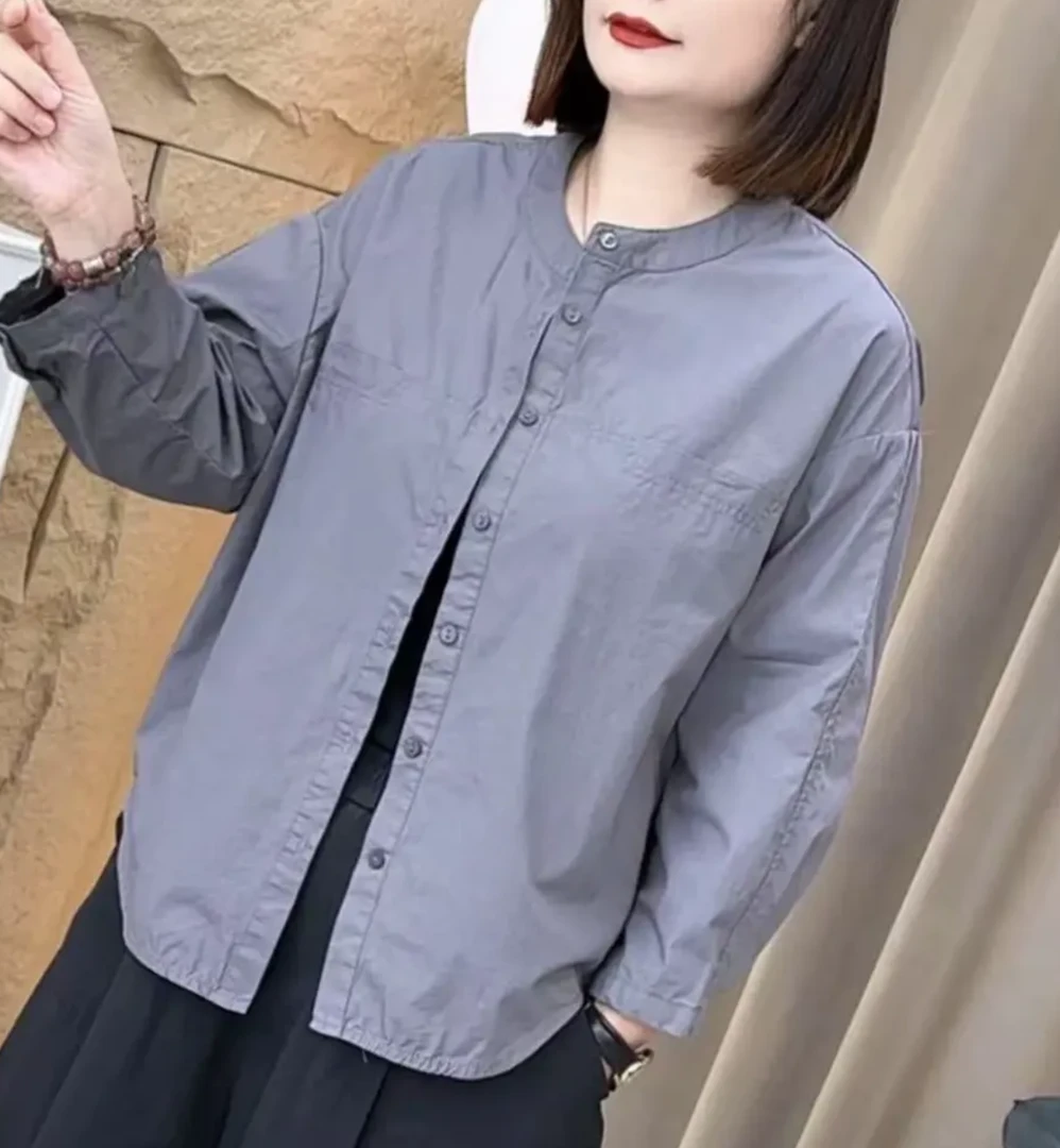 2025秋季新款常规长袖衬衫宽松时尚百搭小众休闲韩版204