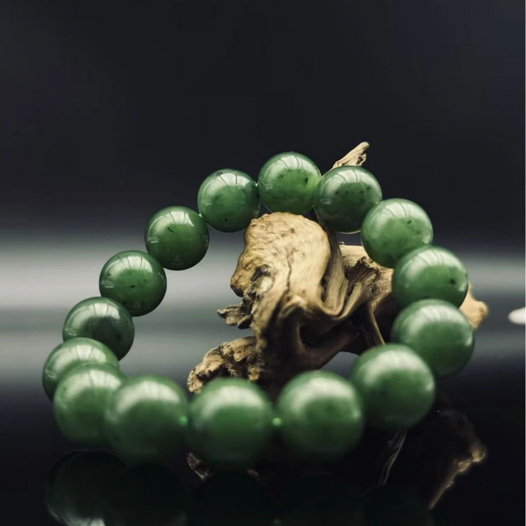 和田玉碧玉圆珠手串（12+）2293