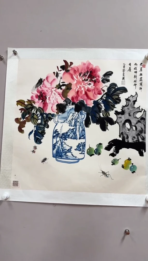 国画李克瑛-国画草虫4平尺