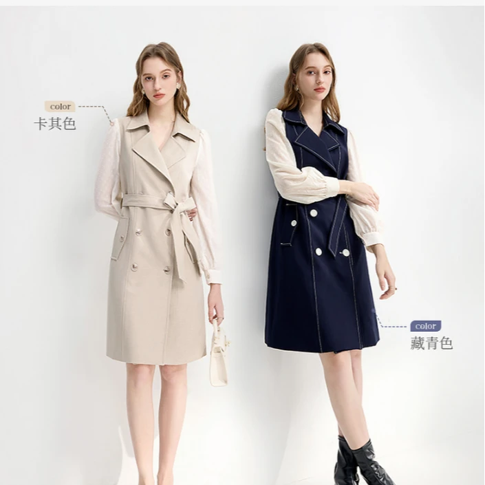 秋水伊人西装连衣裙2025年春季新款通勤翻驳领中裙625112D020180