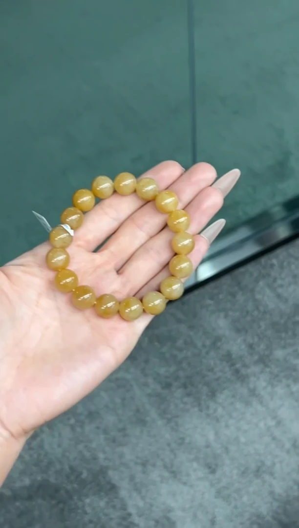 未镶嵌手串和田玉且末金山微色差卡12M