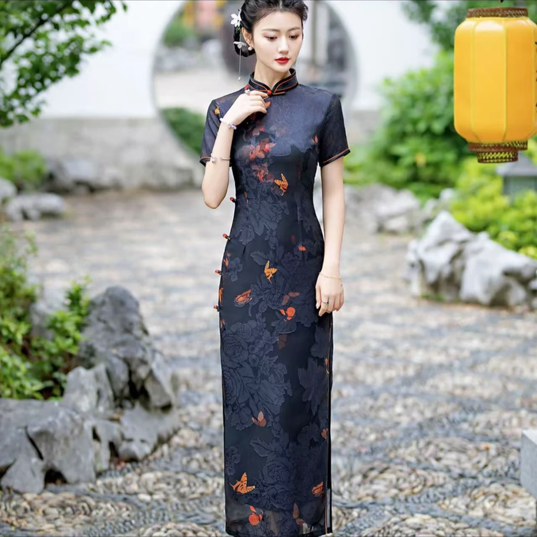 832--故原蝶梦--苏州高端旗袍夏款双层