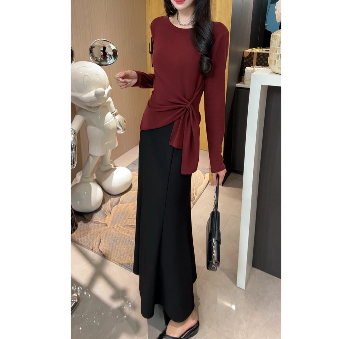 斜纹西装料气质半身裙女显瘦高腰鱼尾裙经典版