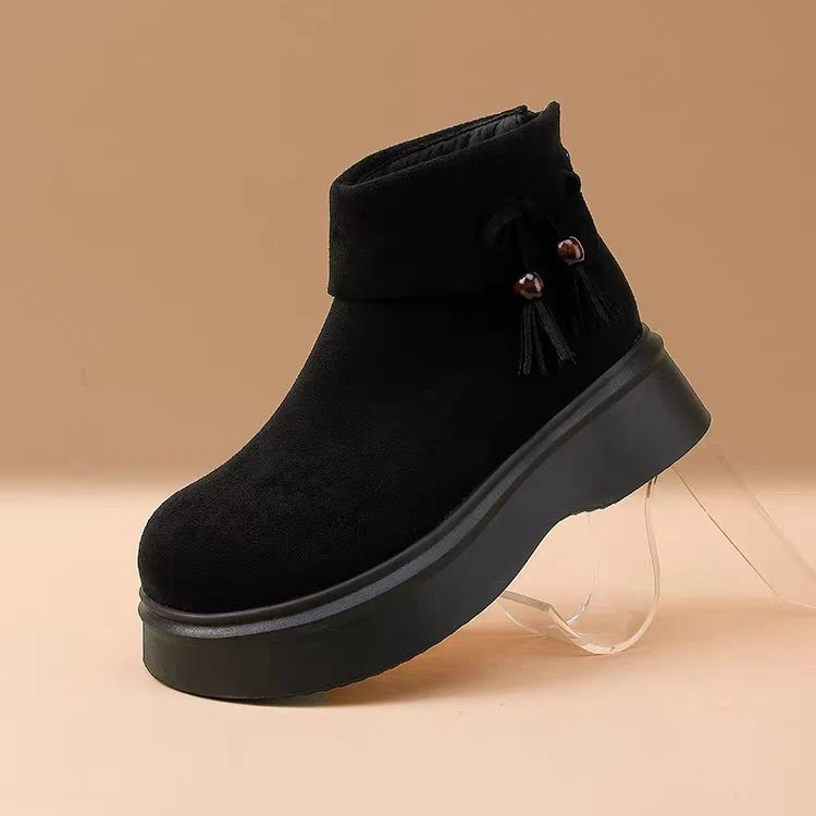 TALIA/特丽雅百搭厚底防滑加厚秋冬季坡跟勃肯短靴96859025X