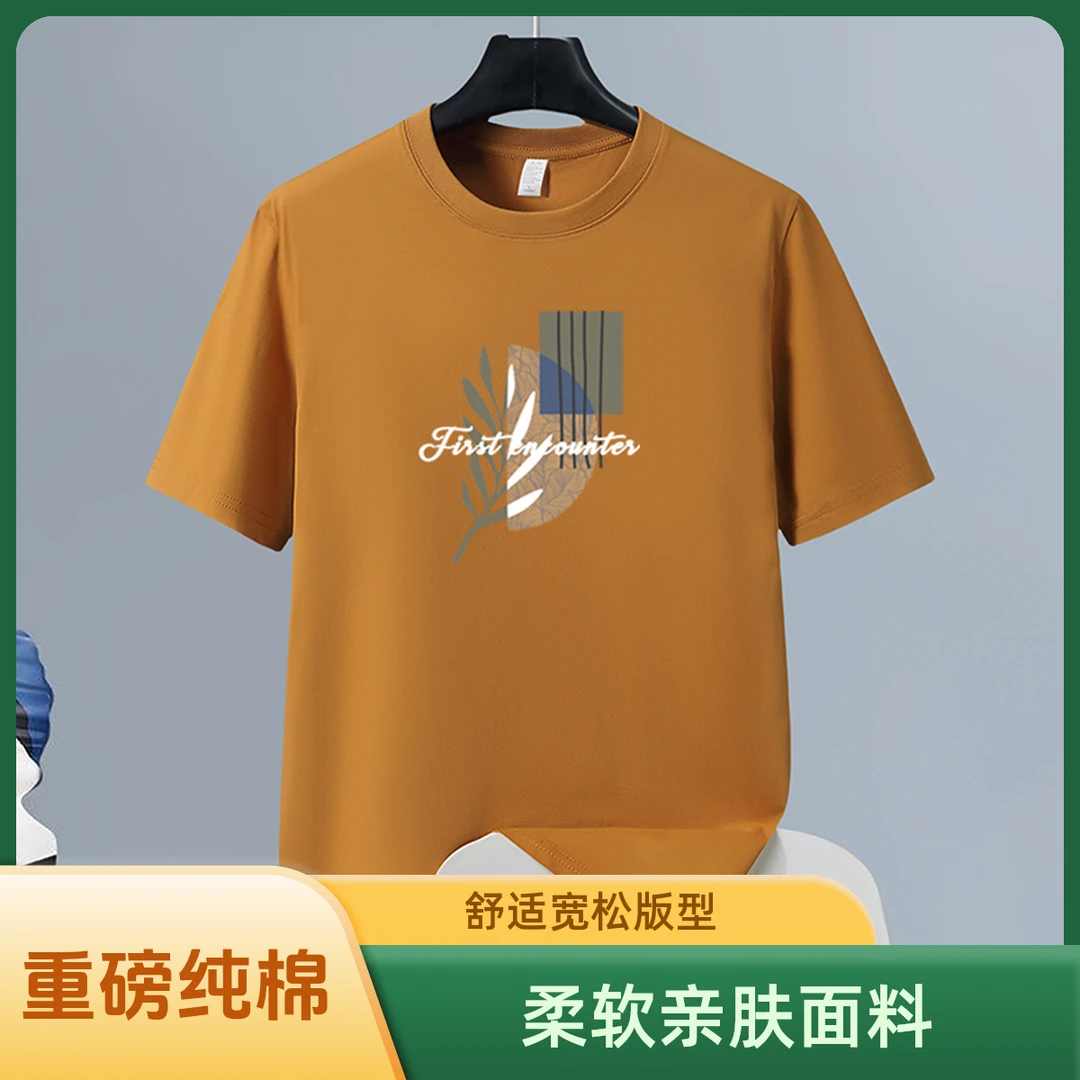 【5 9任选三件】2025重磅t恤男夏青年纯棉百搭圆领宽松大码休闲T恤