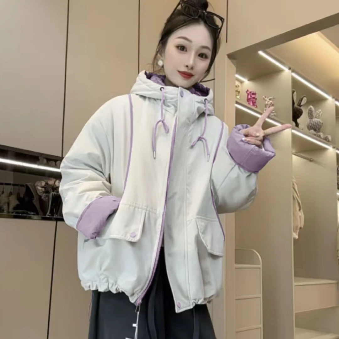 【[小火炉]全加绒[巨暖和]】加绒加厚连帽外套女休闲宽松保暖棉衣服