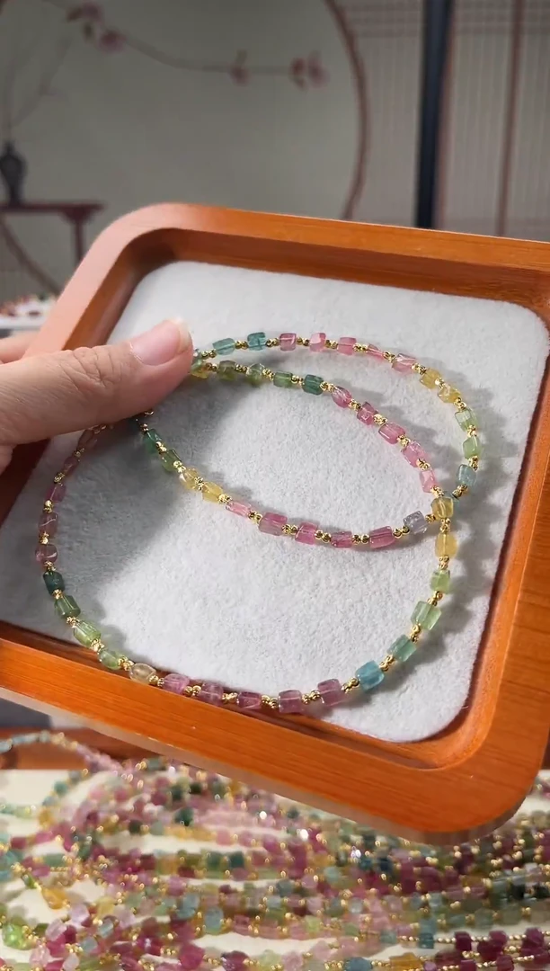 银S925镶嵌手链碧玺6394