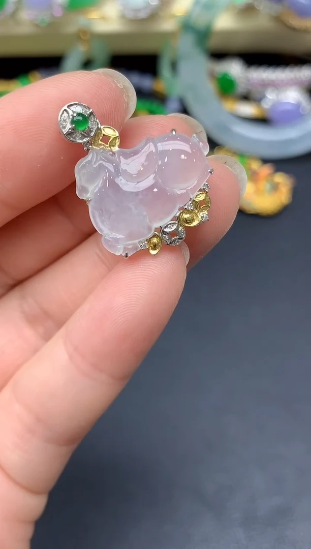 颈饰18K金镶嵌翡翠231-雪姐翡翠天天见