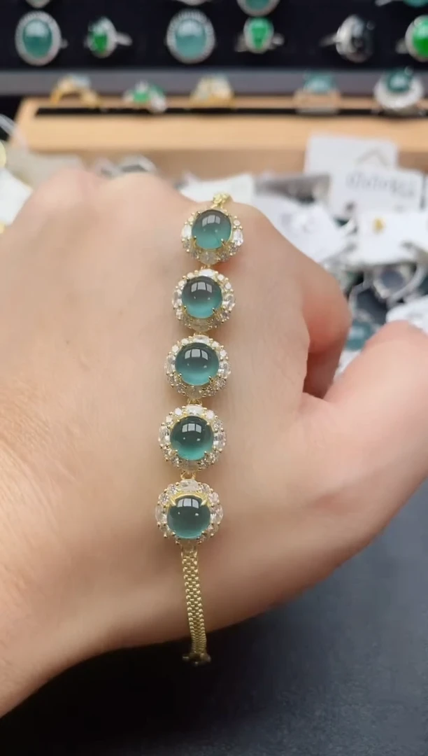 手链翡翠银S925镶嵌609